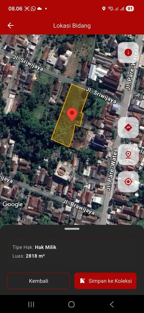 Rumah dan Tanah seberang Kantor Desa Plosoklaten lokasi pinggir jalan