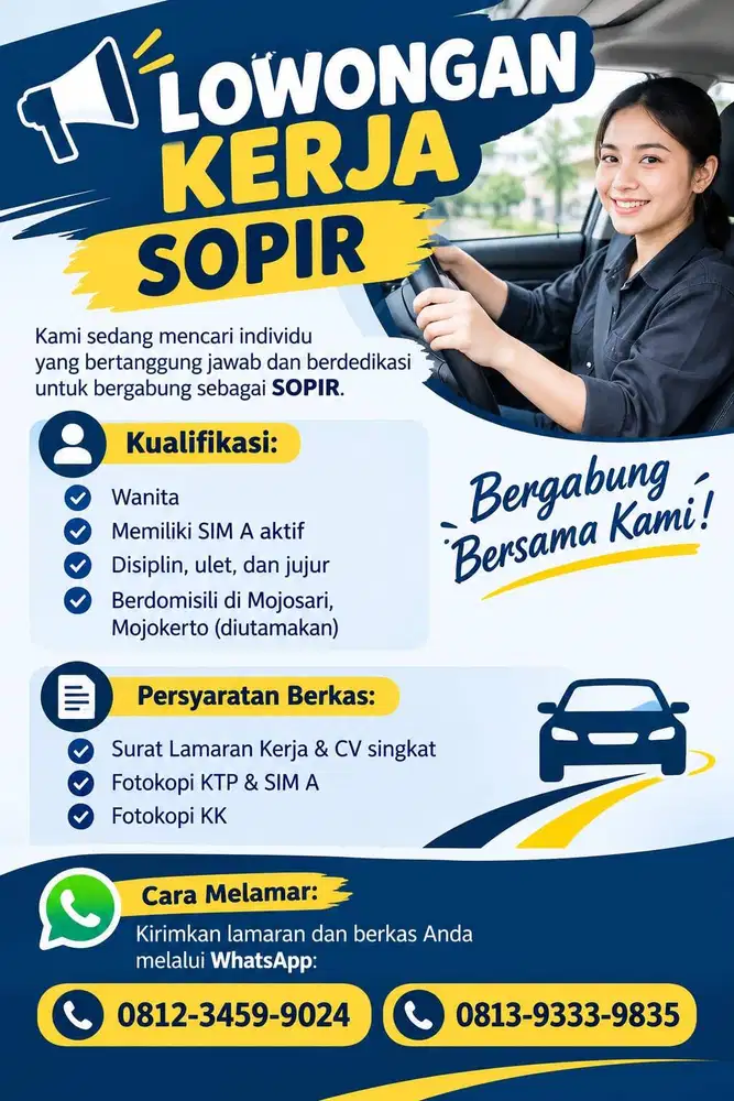 Di butuhkan driver wanita