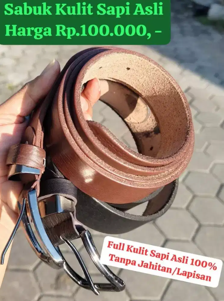 Sabuk Kulit Sapi Asli Full Selapis tanpa Jahitan