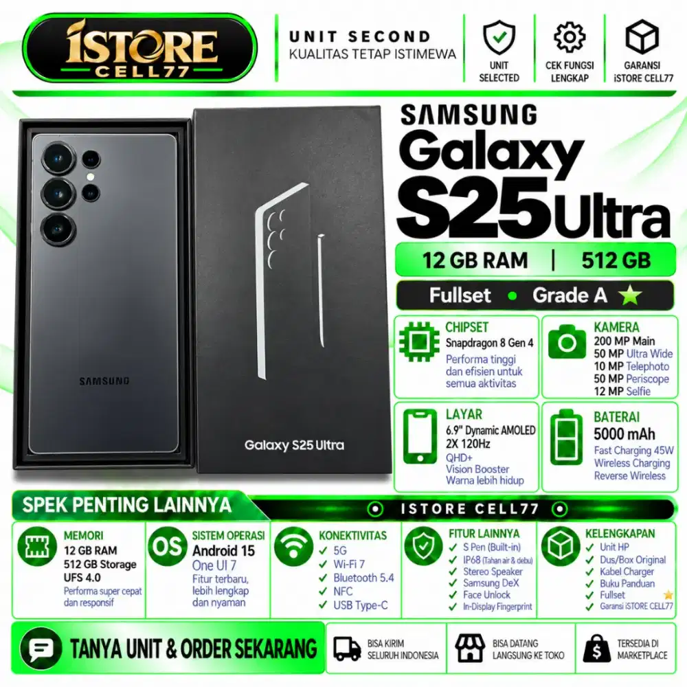 SECOND SAMSUNG S25 ULTRA 12/512 Garansi Resmi Samsung