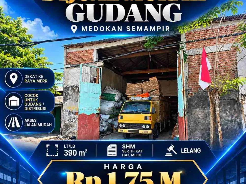 DIJUAL MURAH LELANG GUDANG DI MEDOKAN SEMAMPIR