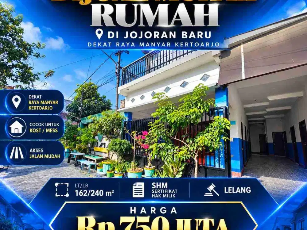 DIJUAL TERMURAH LELANG RUMAH DI JOJORAN BARU