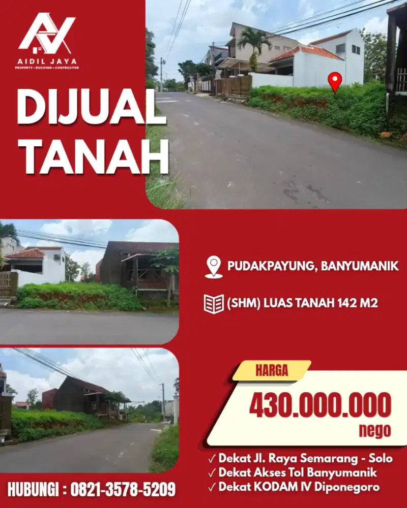 Tanah Murah Dekat KODAM IV Diponegoro
