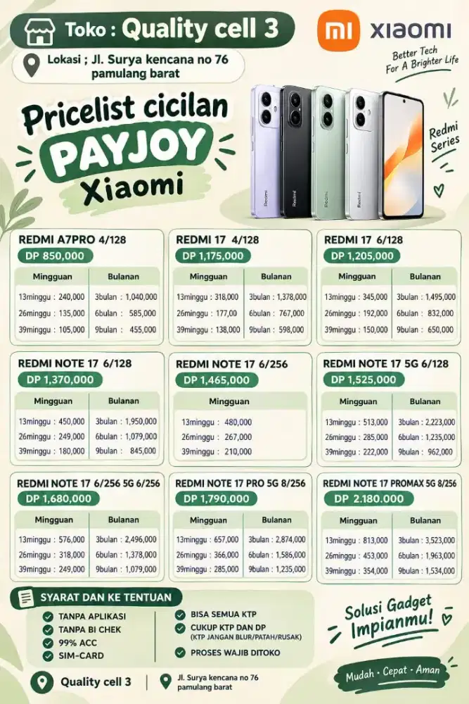 KREDIT HP TANPA APLIKASI TANPA CEK BI DI JAMIN ACC 99% SYRAT KTP + DP