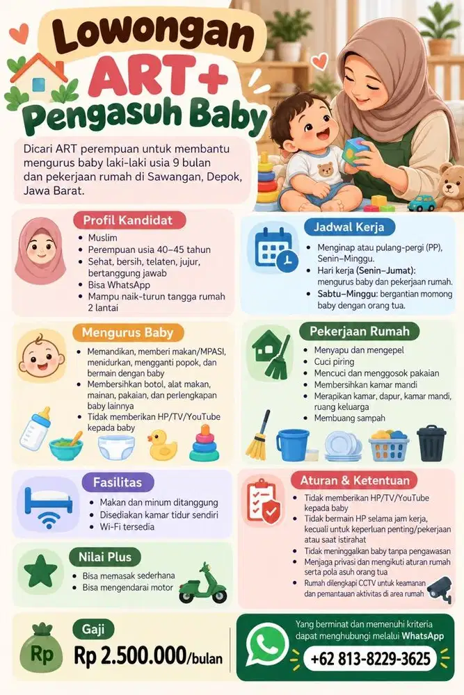 ART & Jaga Bayi Gaji 2,5jt Depok