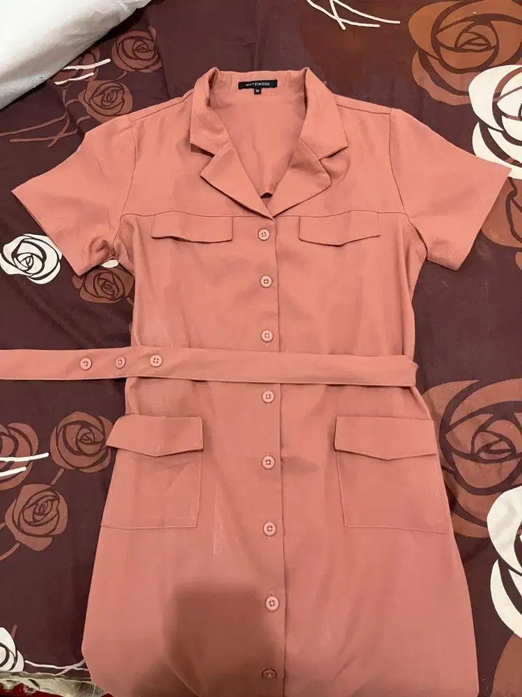 White Mode Dress Pakiza Gaun Formal Casual Merah Pink
