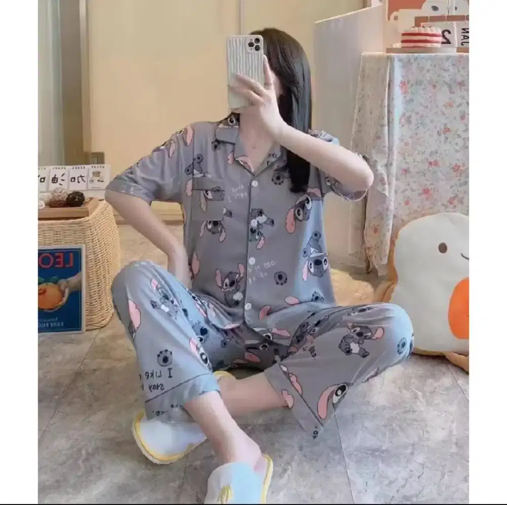 Baju set Cp emak motif stitch