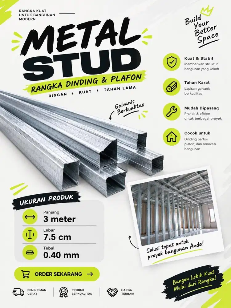 Jual Metal Stud – Solusi Rangka Bangunan Modern!