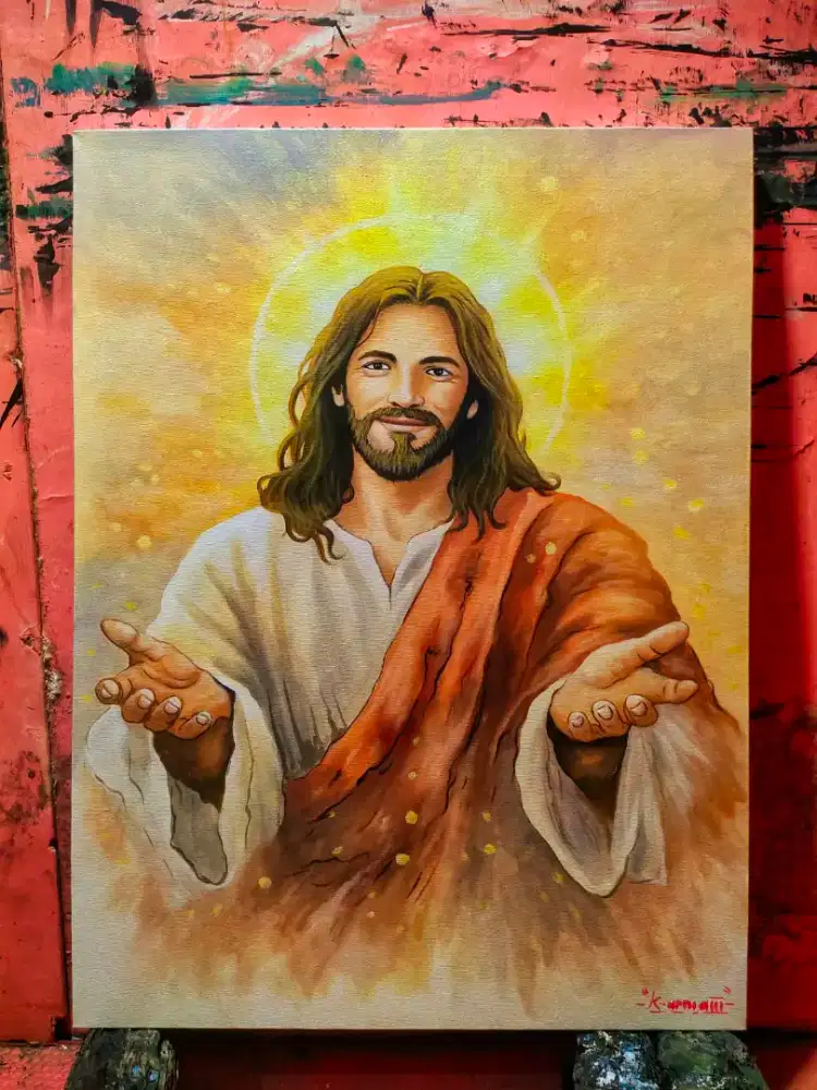 Dijual lukisan kanvas yesus 90x130 cm