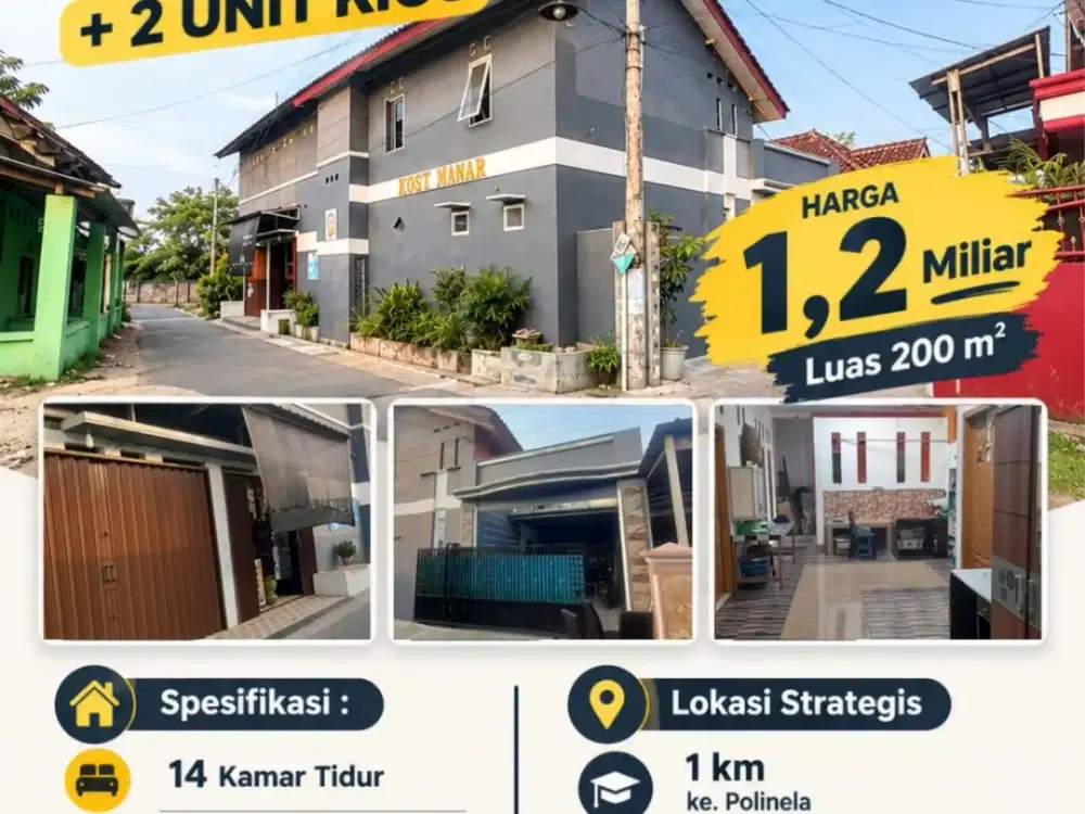 KOSTAN 14 KAMAR DAN 2 KIOS DEKAT POLINELA