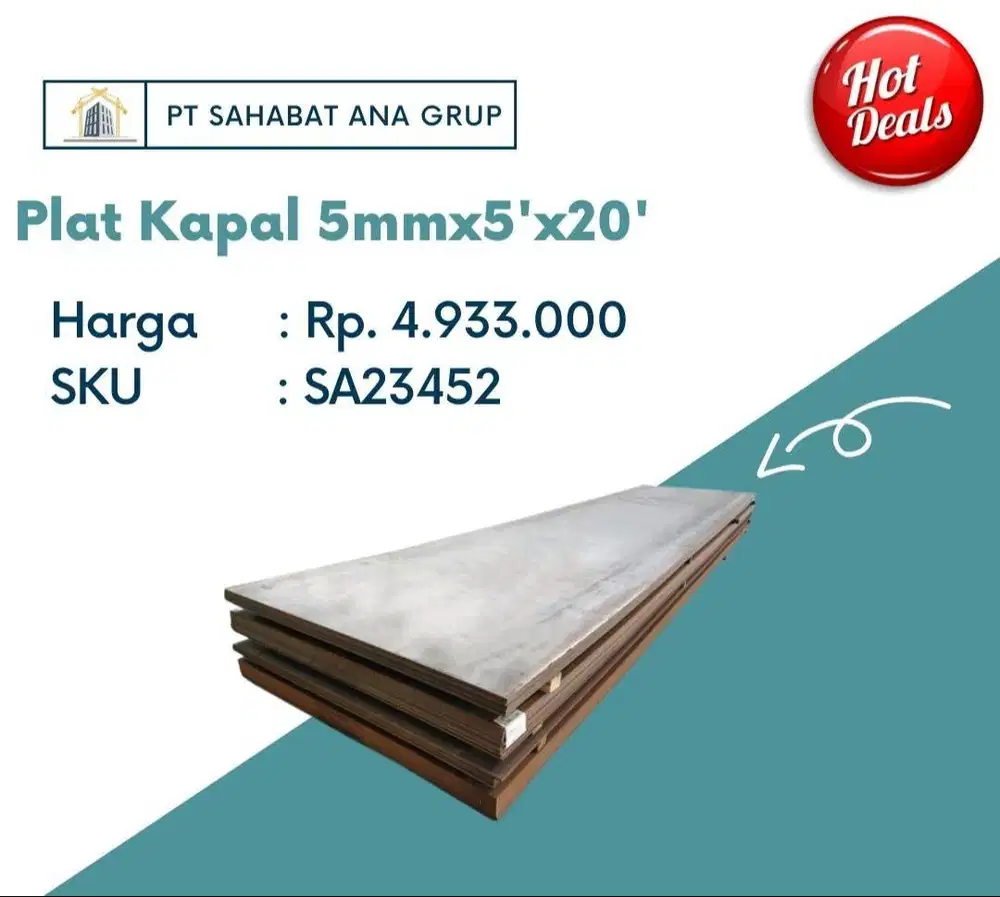 Plat Kapal 5mm x 5'x 20'