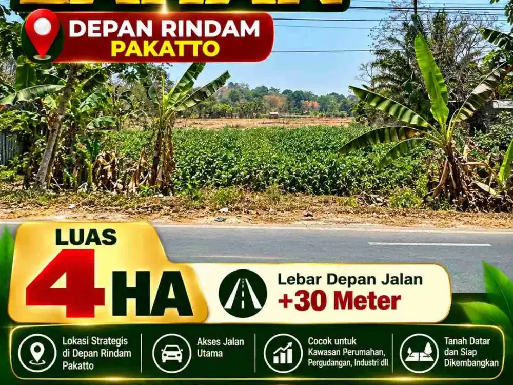 dijual lahan depan rindam pakatto