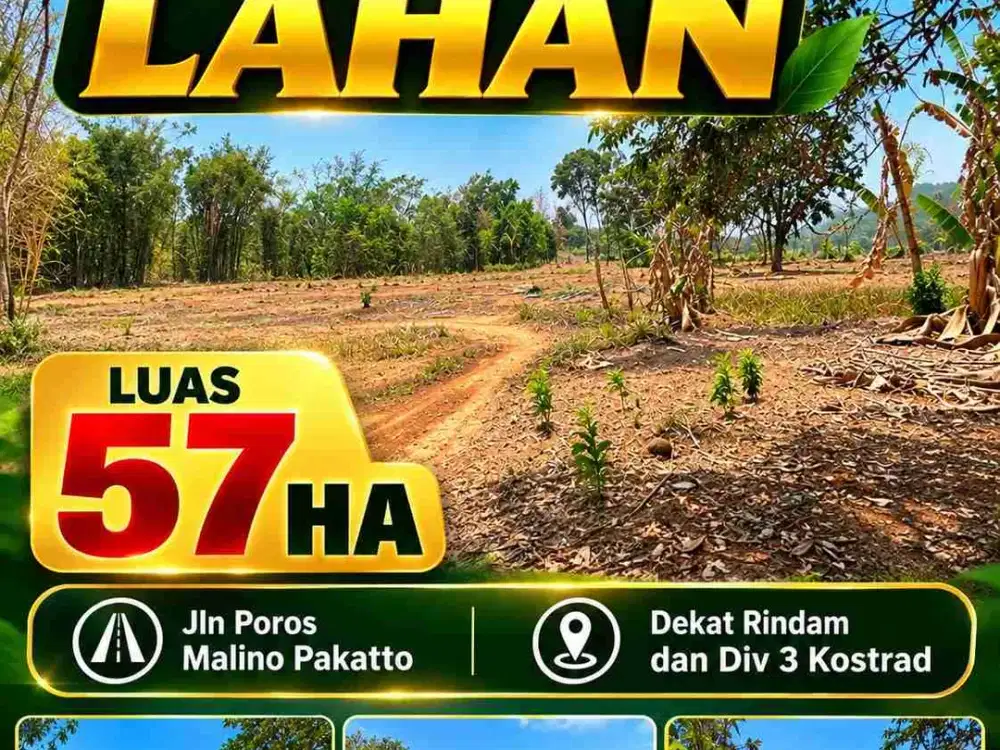 dijual lahan jln poros malino dekat div 3 kostrad