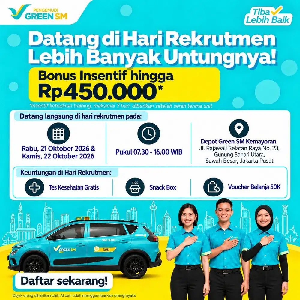 DIBUTUHKAN DRIVER TAXI GREEN SM – JABODETABEK