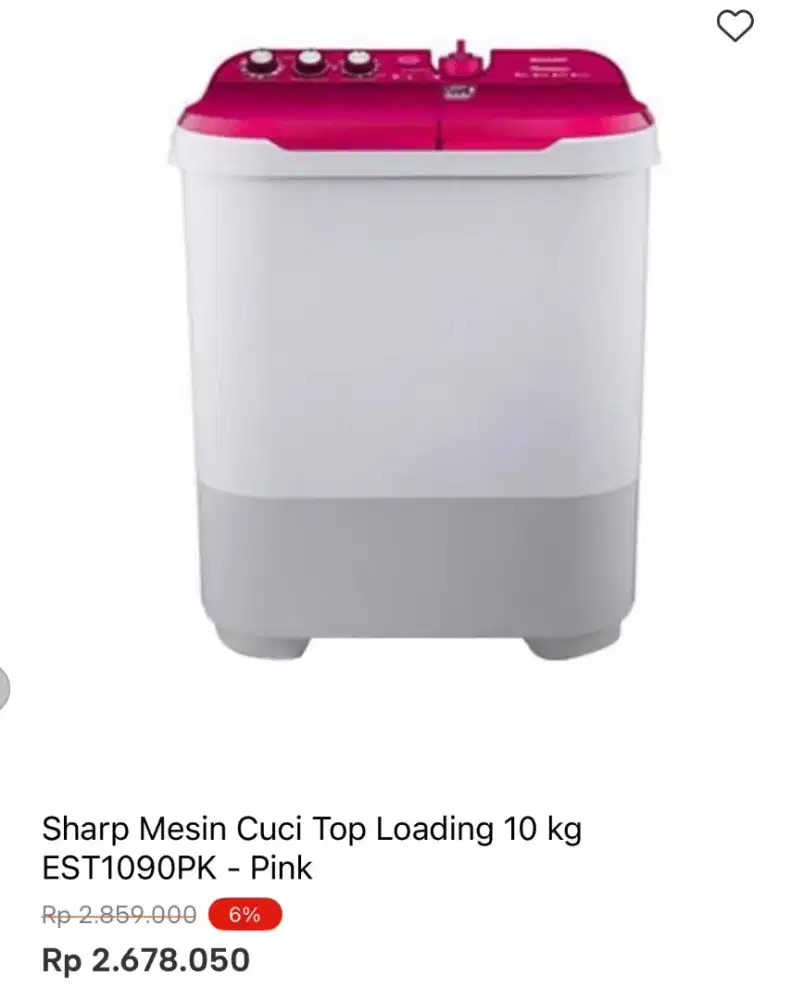 SHARP MESIN CUCI 2 TABUNG EST109PK 10KG