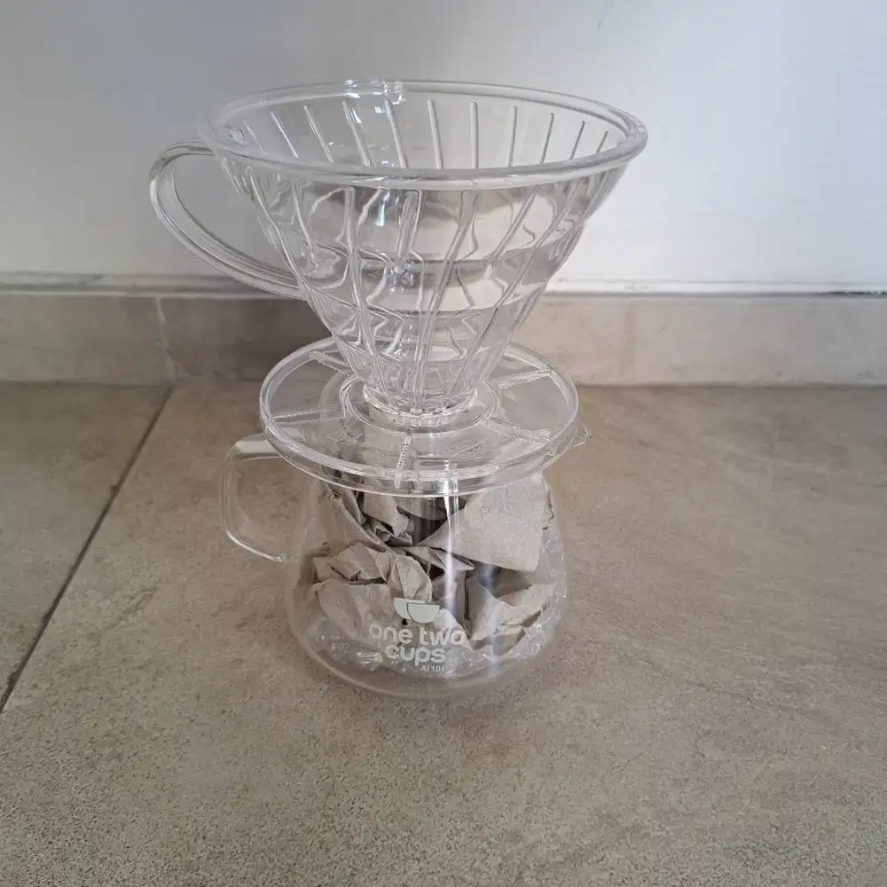 One two cups Coffee dripper v60 + Server Borosilicate glass SE101