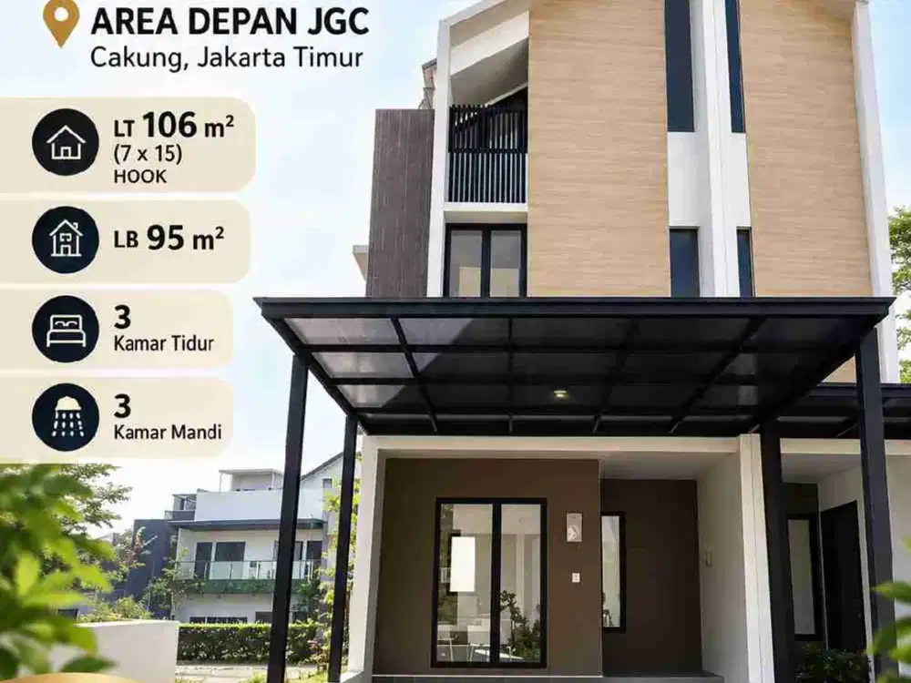 Hanya 1 unit Harga Special Rumah Baru Attic 106m2 JGC Cakung bisa KPR
