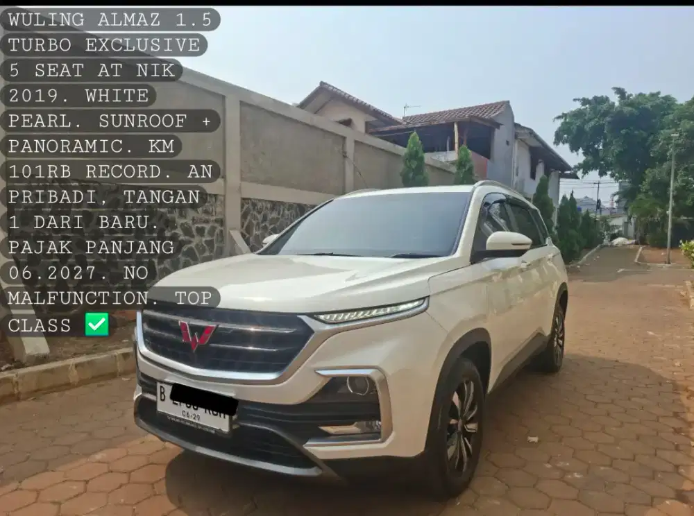 (Harga Cash) Wuling ALMAZ EXCLUSIVE 1.5 TURBO AT NIK 2019 PUTIH
