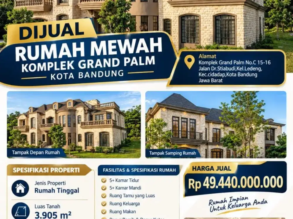Dijual rumah komplek grand palm kota bandung