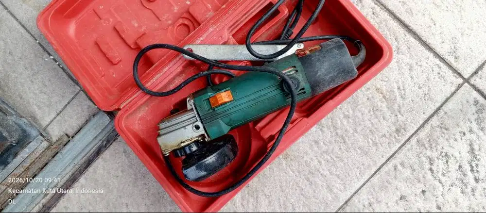 Mesin Gerinda Tangan / Angle Grinder + Koper Merah & Kunci (Siap Pakai