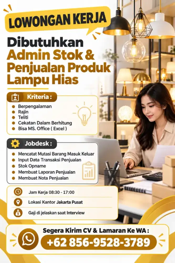 Dibutuhkan Admin Stok & Penjualan