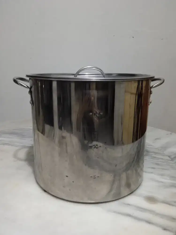 Murah! Panci Besar Stock Pot Stainless Tinggi 30cm+Tutup-PrelovedBagus