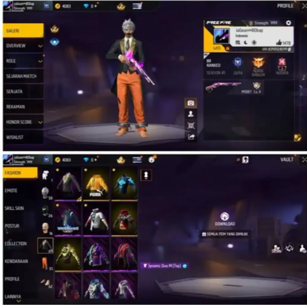 Jual akun ff polosan aman dan amanah terpercaya 100%