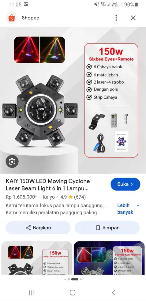 Jual lampu Kaiy 150W Led moving cyclone laser beam light 6 in 1 lampu