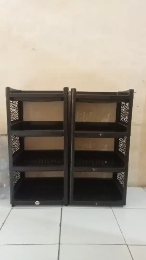 Rak plastik serbaguna 3 tingkat warna hitam