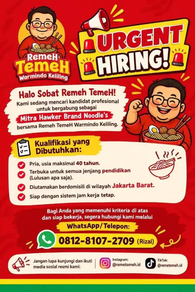 Lowongan kerja untuk tim hawkker