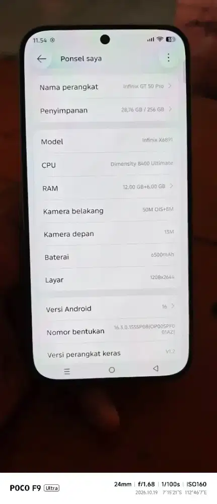 INFINIX GT 50 PRO 12GB / 256GB SILVER