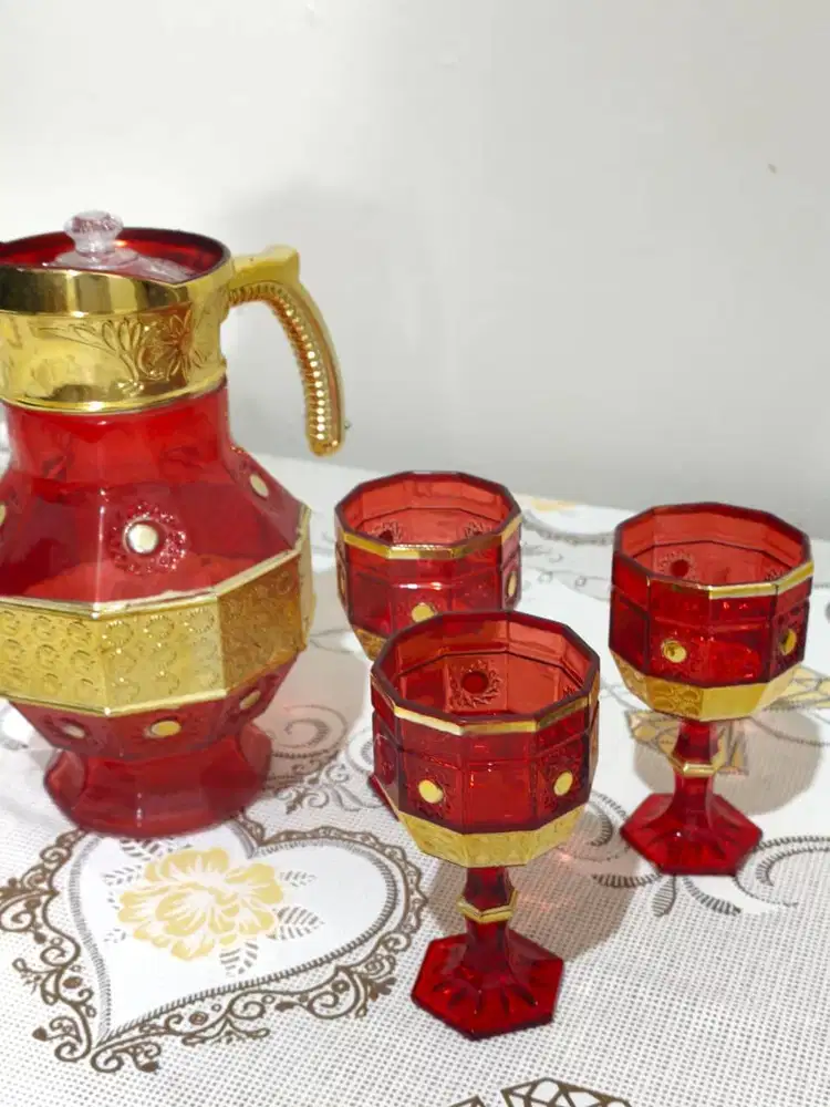 Gelas Kaki Wine / Kaca Beling warna merah