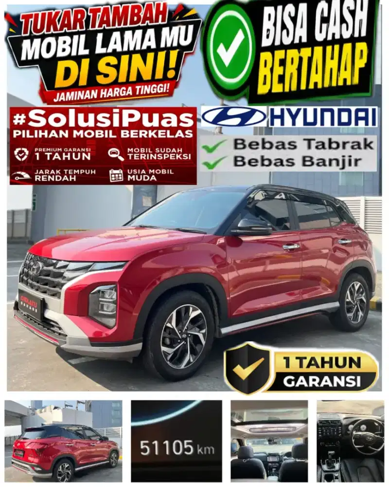 [Termurah Byr1 rp.178jt] HYUNDAI CRETA PRIME 1.5 IVT SUNROOF 2TONE RED