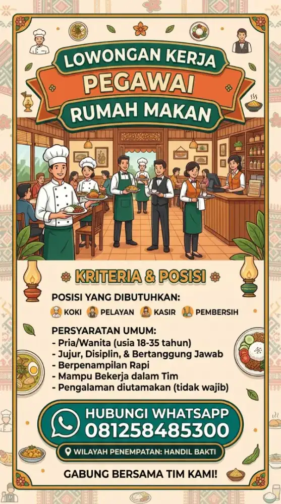 Lowongan kerja pegawai rumah makan