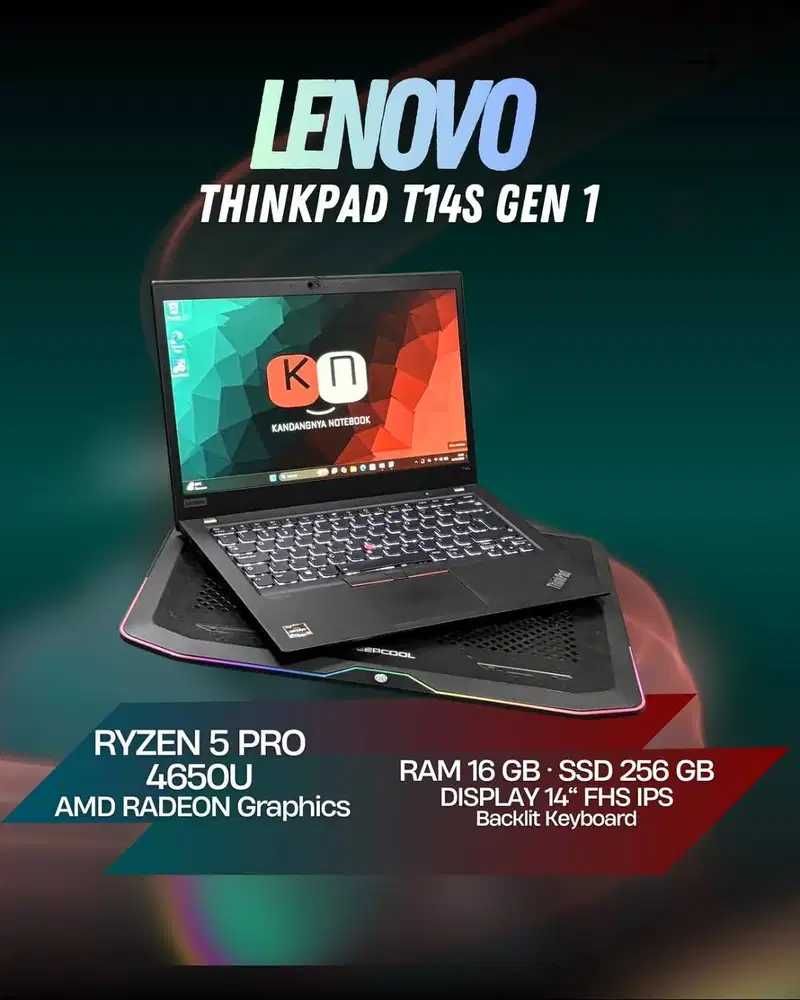 Lenovo Thinkpad T14s Ryzen 5 4650U RAM 16GB 256GB Layar 14inch