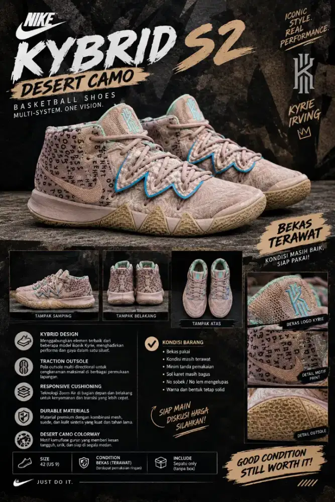 NIKE KYBRID S2 DESERT CAMO – SIZE 45 | PRELOVED TERAWAT ( SECOND )