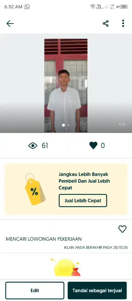 Non pengalaman tentang kurir,tapi mempunyai pengalaman menjadi sales