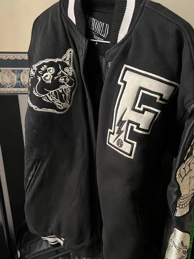 Flicworld boston varsity jacket black
