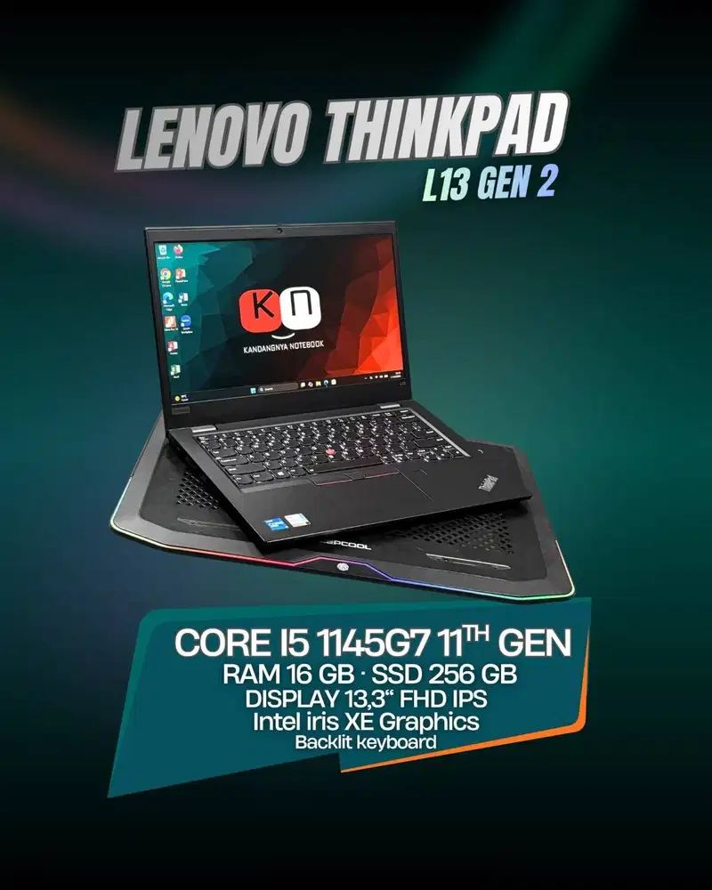 Lenovo Thinkpad L13 Gen2 Core i5 1145G7 RAM 16GB 256GB Layar 13,3inch
