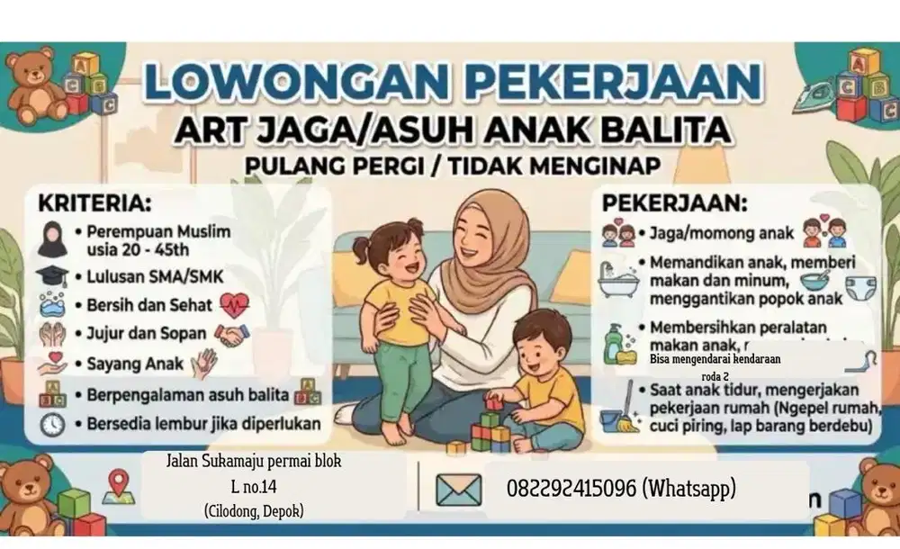 Lowongan pekerjaan ART Jaga / Asuh Anak Balita