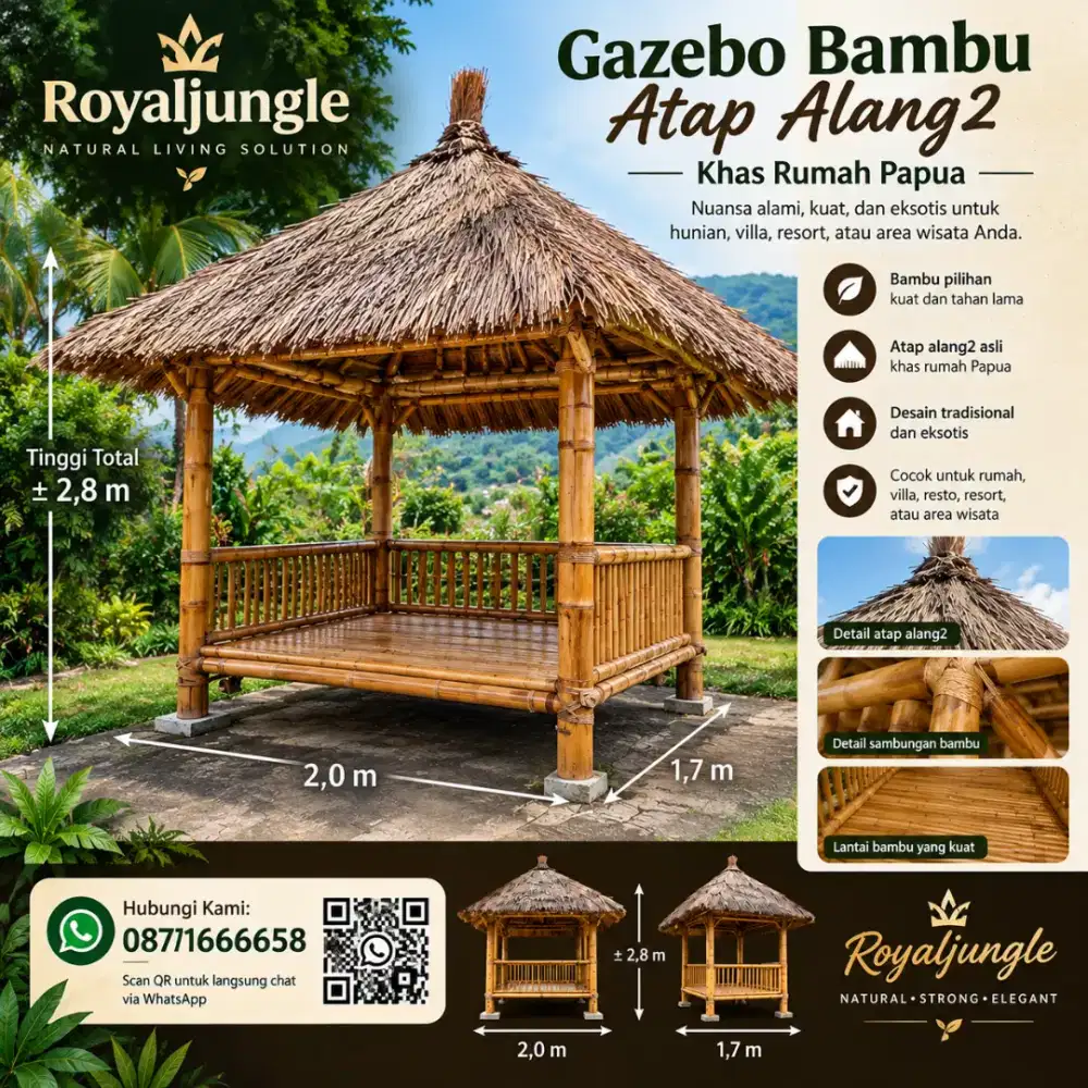 Gazebo.Bambu Desain Tradisional Atap Alang2 Papua