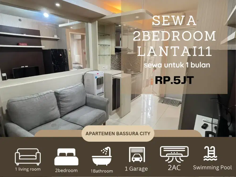 Sewa 2kamar furnish lengkap dekat mall apartemen bassura city