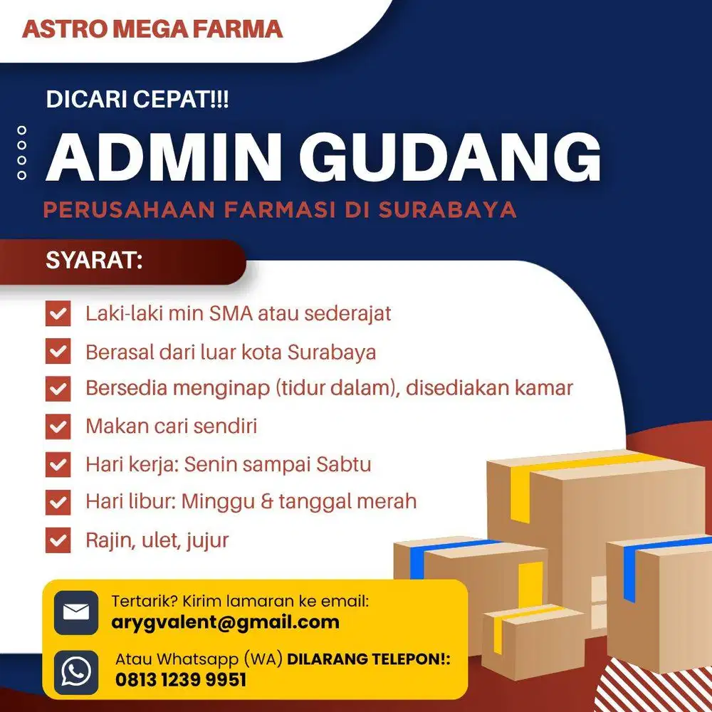 DICARI ADMIN GUDANG!!!