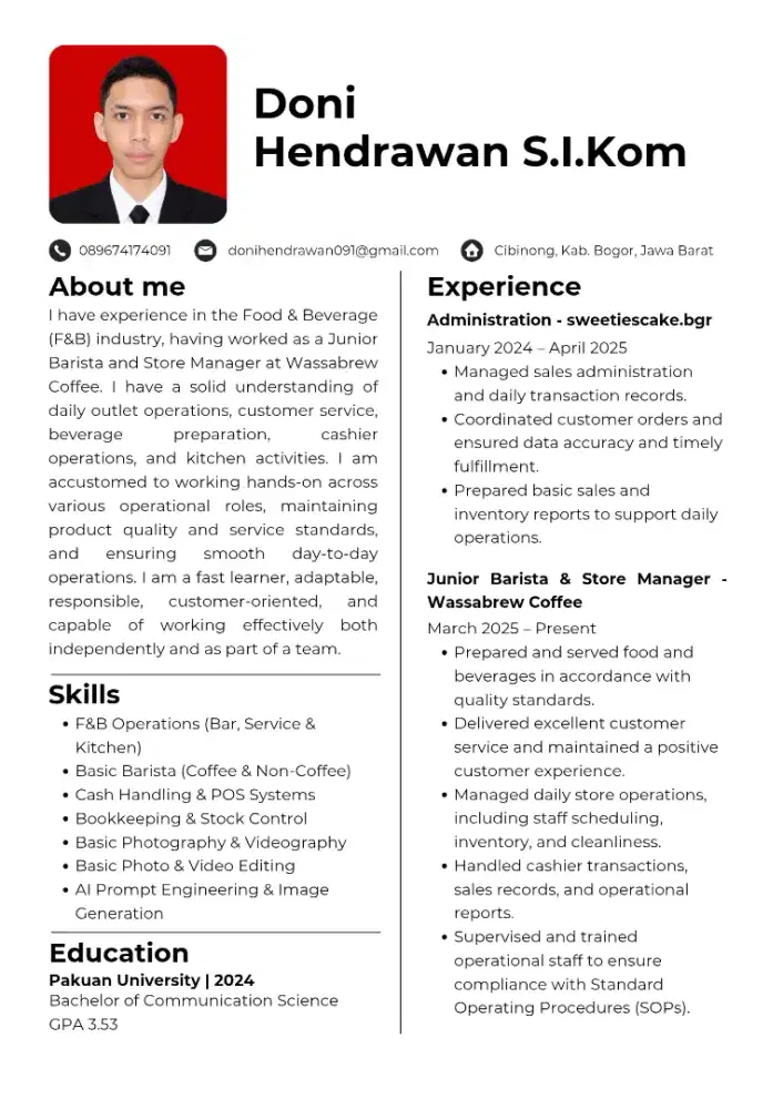 Cari Pekerjaan Barista/Mixology