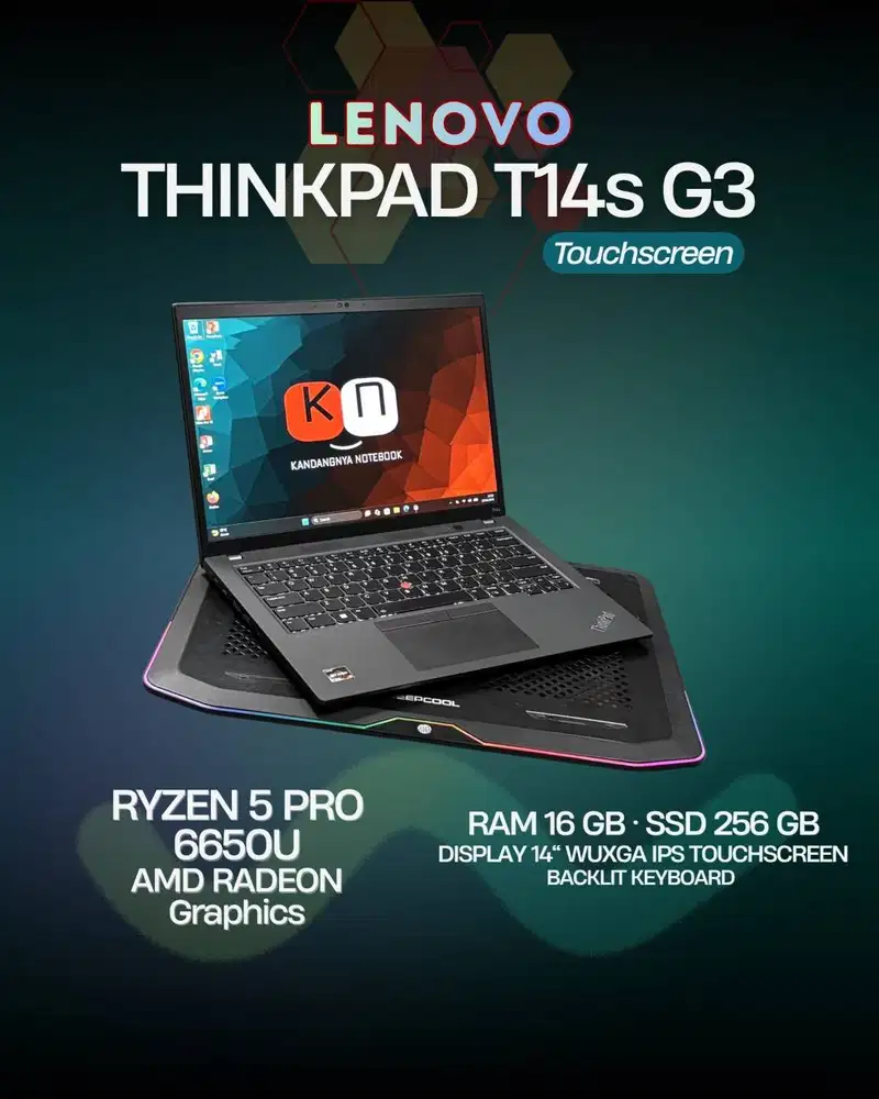 Lenovo Thinkpad T14s Gen3 Ryzen 5 Pro 6650U RAM 16GB 256GB Layar Touch