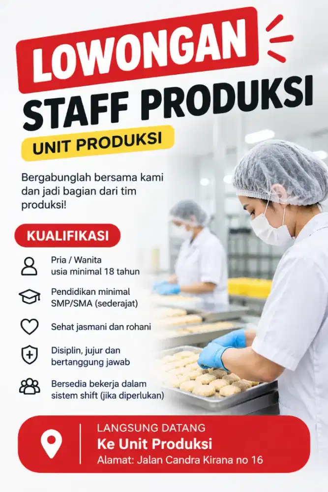 LOWONGAN STAFF PRODUKSI (WALK IN INTERVIEW)
