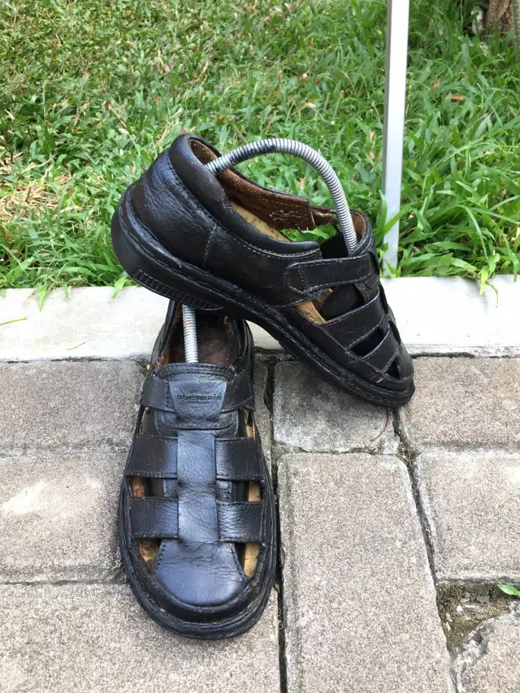 Sandal Kulit Pria Obermain Original Hitam Size 43