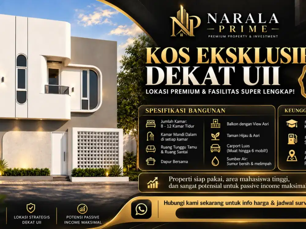 RUMAH KOST DIJUAL SELATAN UII PUSAT JOGJA