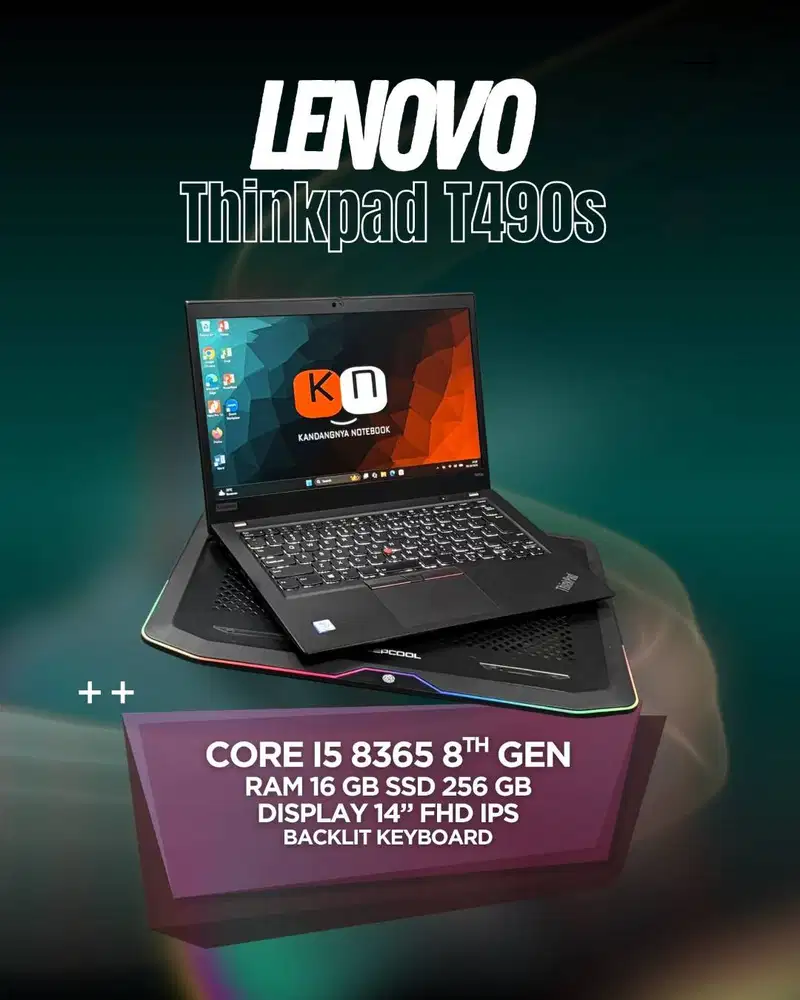 Lenovo Thinkpad T490s Core i5 8365U RAM 16GB 256GB Layar 14inch