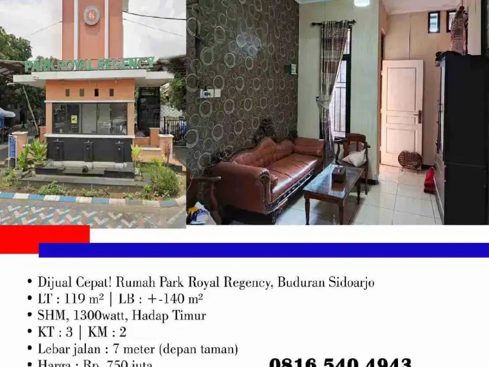 Dijual Cepat! Rumah Park Royal Regency, Buduran Sidoarjo